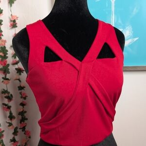 Elegant Red Cross-Front Blouse